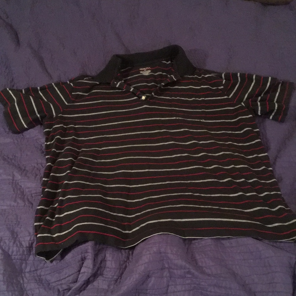 Merona Men's Striped Polo Shirt - Black and Red